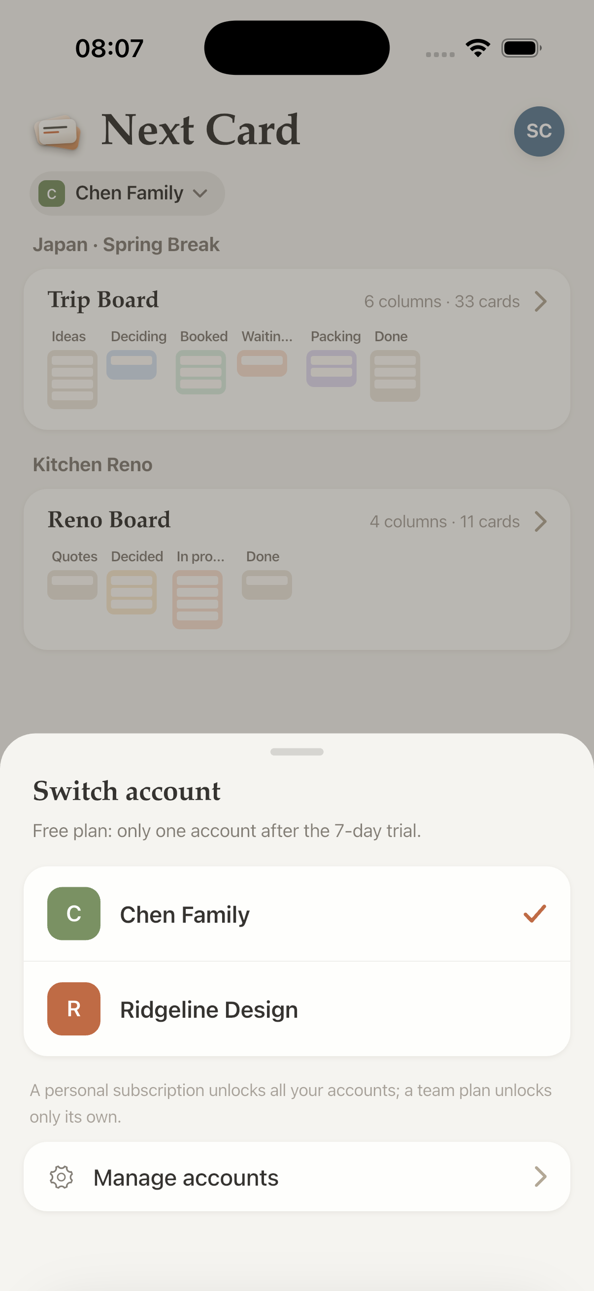 Switching between multiple Basecamp accounts