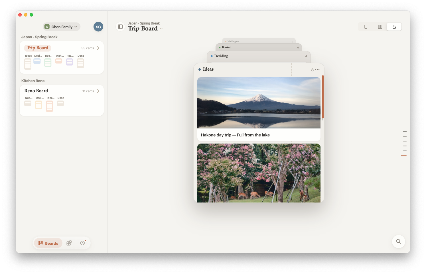 Time Machine view in Next Card on Mac